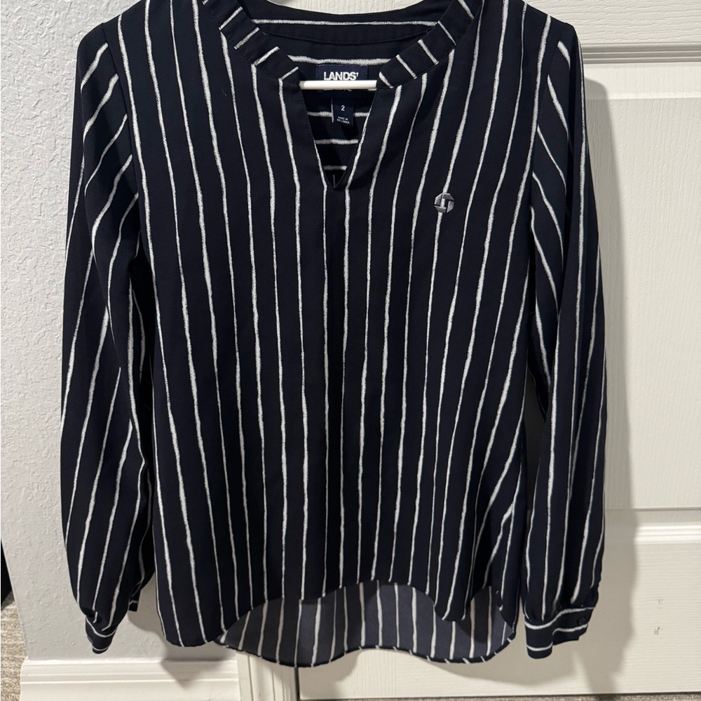 Chase Lands' End Women's Navy Striped Top